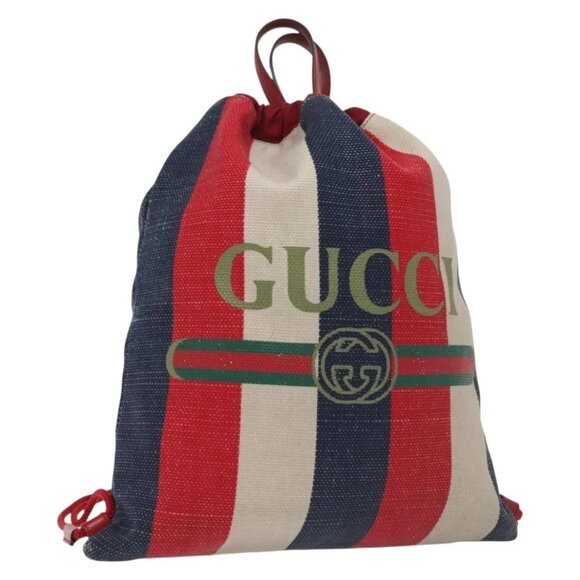 GUCCI Backpack Canvas Blue Red 473872 Auth 138454 - Picture 1 of 16